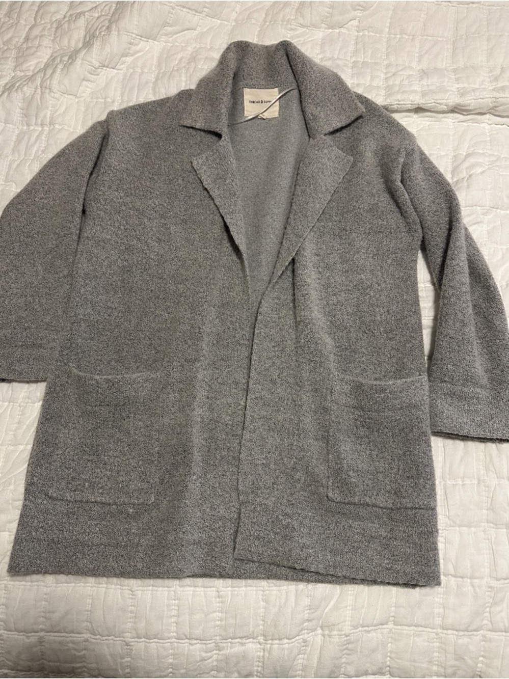 Thread&Supply/ Cozy Gray Open-Front Women's Blazer Jacket